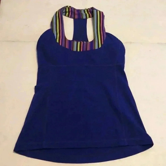 Lululemon Scoop Neck  racerback athletic casual yoga *Luon purple striped tank 6 - Picture 2 of 3
